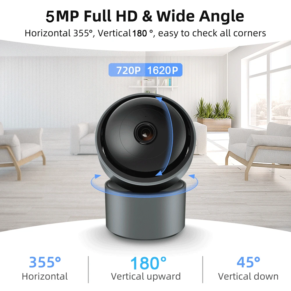 5MP 5G WiFi Camera Tuya Smart Home Indoor Surveillance Camera Wireless IP Security Monitor AI Human Detect Auto Tracking монитор