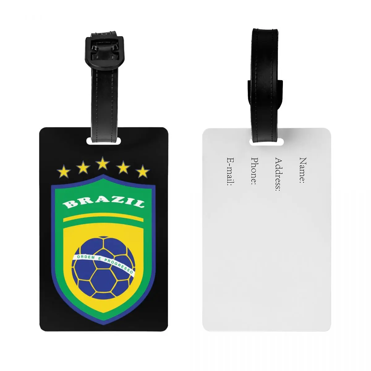 Custom Flag Of Brazil Football Luggage Tag Privacy Protection Brazilian Proud Baggage Tags Travel Bag Labels Suitcase