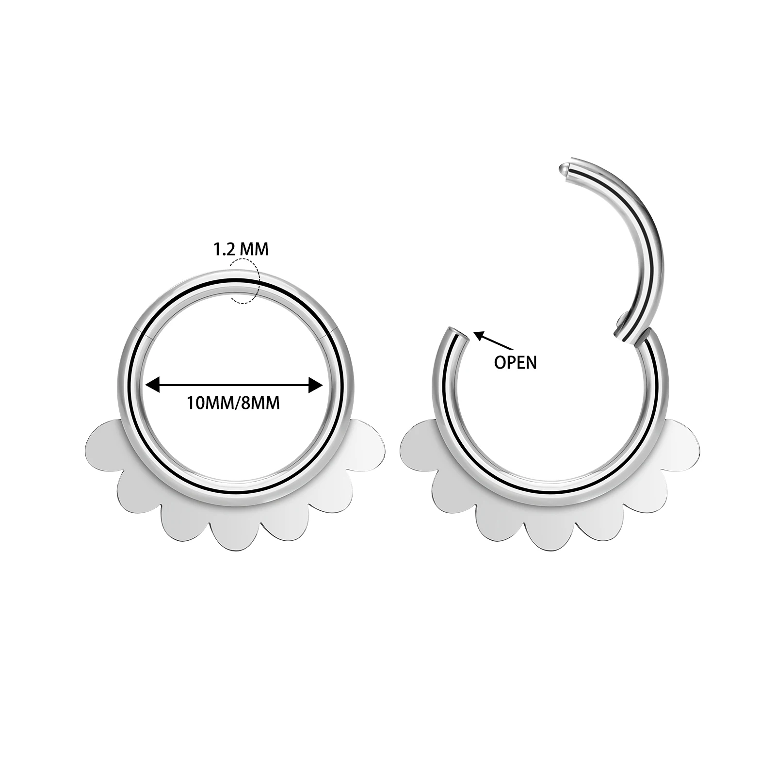 Roestvrijstalen Septum Piercing Ronde Neusringen Hoepels 16/18/20G Scharnierend Segment Oor Tragus Kraakbeen Helix Oorbellen Lichaam Sieraden