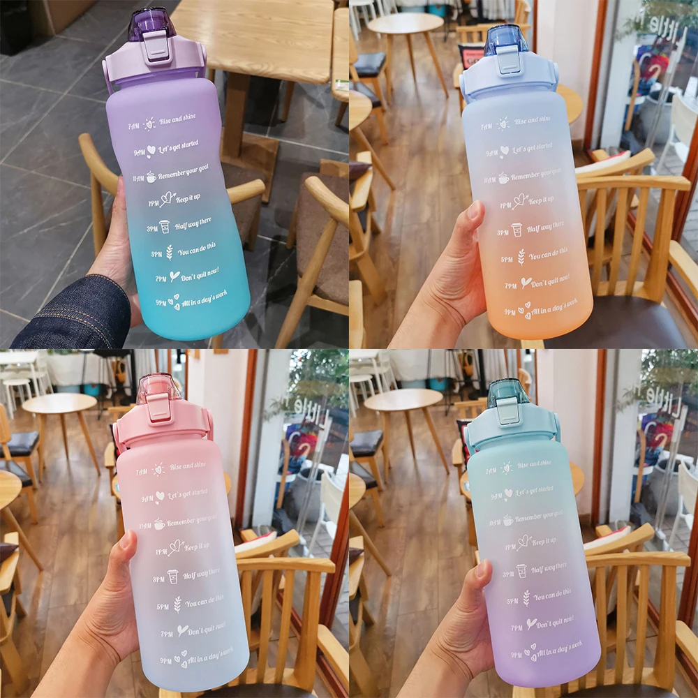 

Portable Plastic CupTitok Fitness Sports Straw Cup With Scale Portable Outdoor Kettle 2L large-capacity