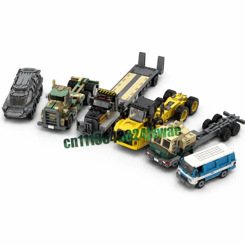 4549Parts Snowrunner 6 Trucks Pack Green Off Road Cargo Vehicle Building Blocks MOC Model DIY Assembly Puzzle Toy Gift Display