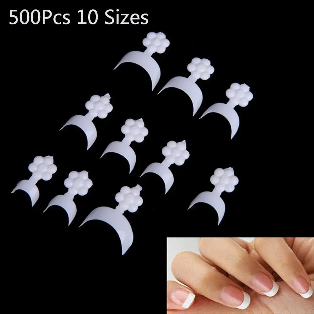 Trendy 500 Hot False Nail Wraps White Wrap Nail Tips Acrylic Nails Short French Manicure