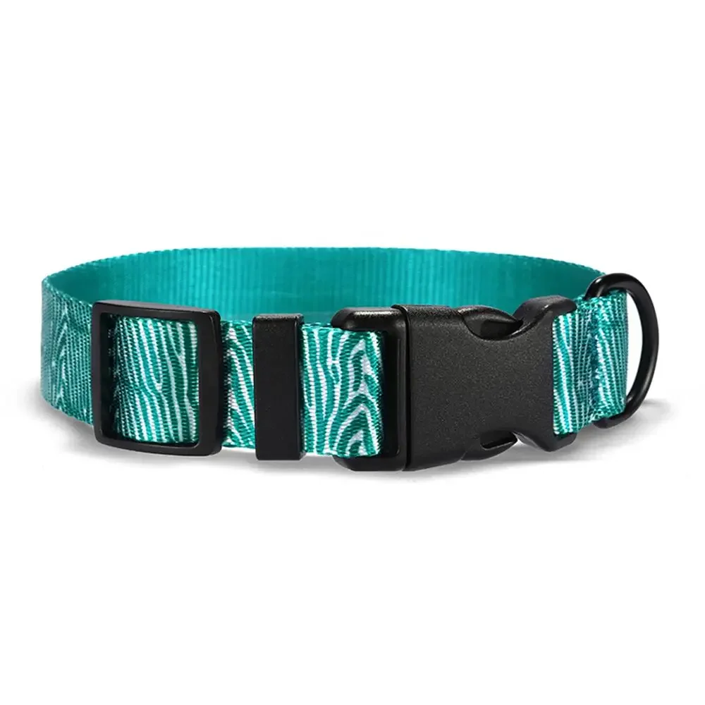 Personalized Pet Collar Customized Nameplate ID Adjustable Green Zebra Soft Fiber Cat Dog Collars Lead Leash