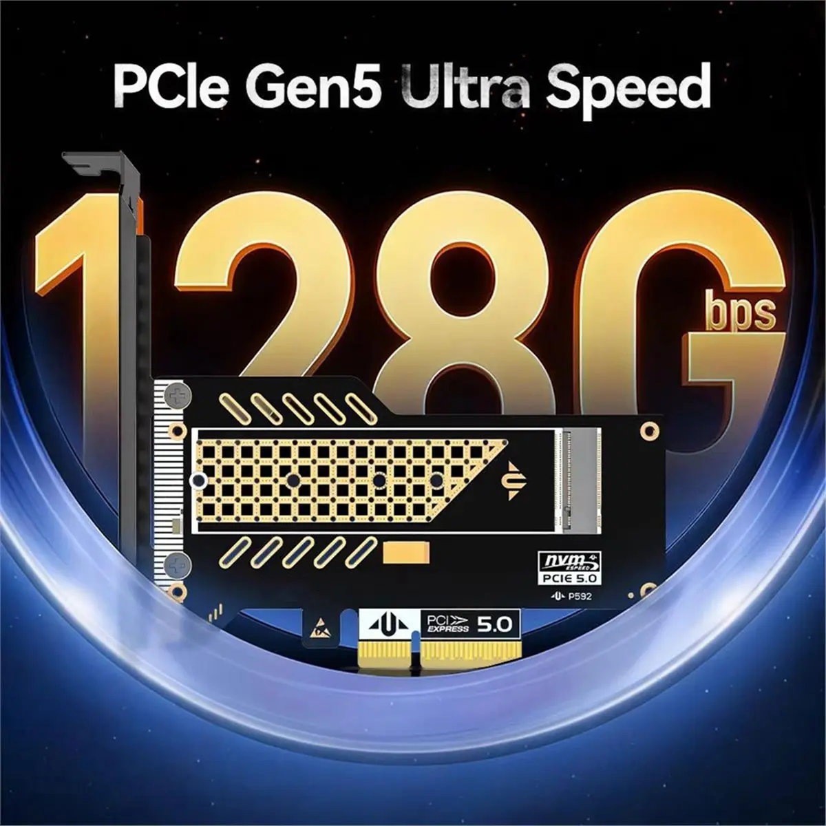 computer PCIe 5.0 X4 to NVMe Expansion Card 128Gbps Dual-Dir Bandwidth Backwards Compatible with PCIe 4.0/3.0 for Win7/8/10/11