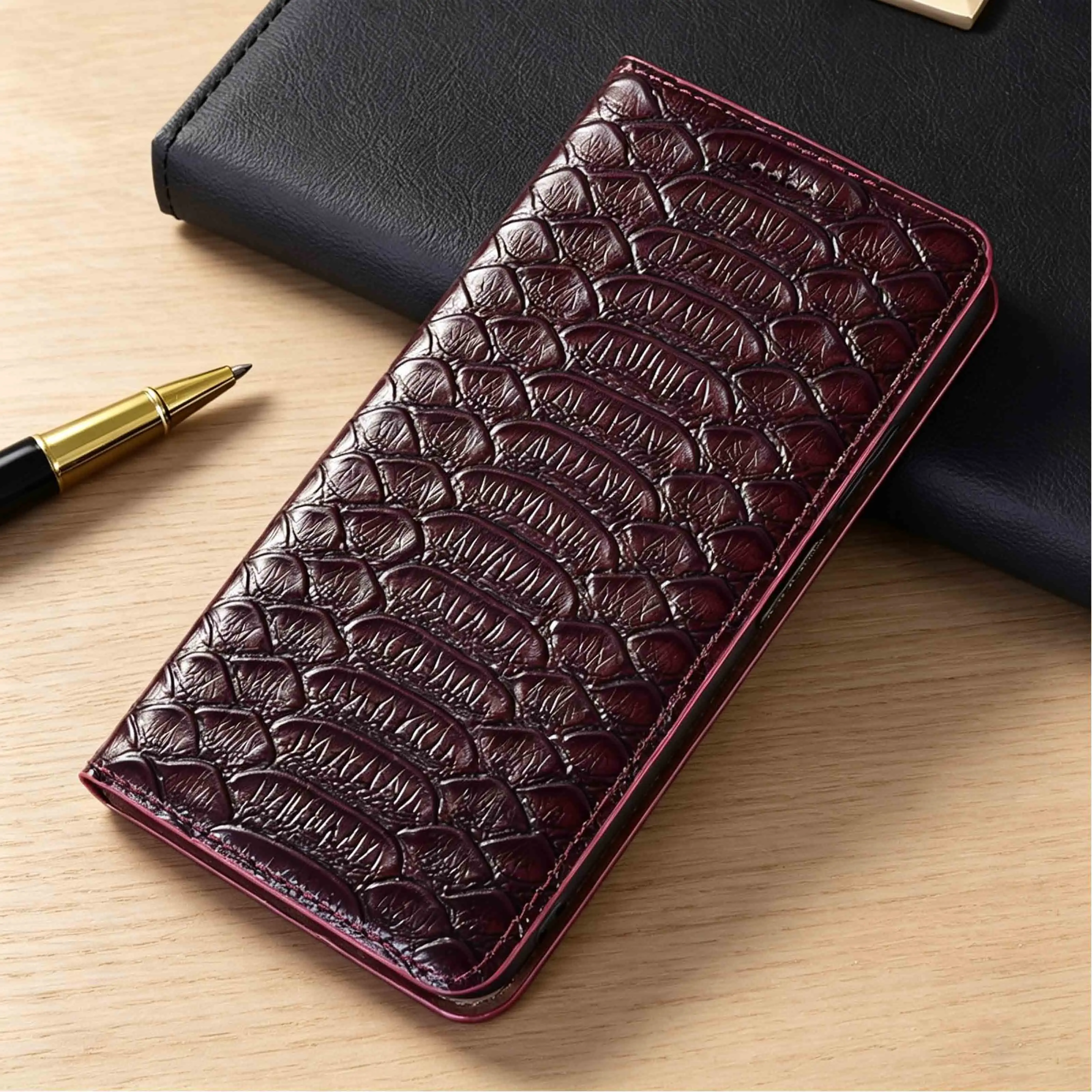 Python Genuine Leather Flip Case For Infinix Note 30 30i 40 40S 40X 50 50S 50X 60 Edge Pro Plus Ultra VIP 4G 5G Cover Cases