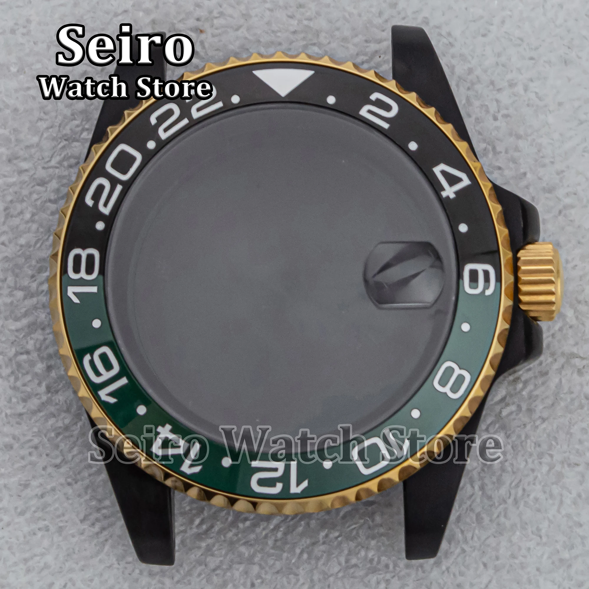 Stainless Steel Watchcase 40MM NH35 Case PVD Black Gold 10ATM Waterproof Modification Sapphire Glass for GMT NH34 NH36 Movement