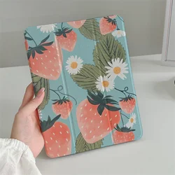 Cute Strawberry Flower Case For Apple iPad Air 2024 11 inch Air5/4 10.9 iPad 5/6/7/8/9 9.7 Air 3 10.2/10.5'' mini 6/5/4 Cover