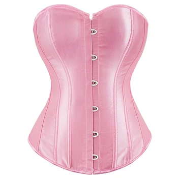 Corsetto overbust in raso Nero Viola Rosa Marrone Blu Bianco Rosso Corsetto in vita Top bustier