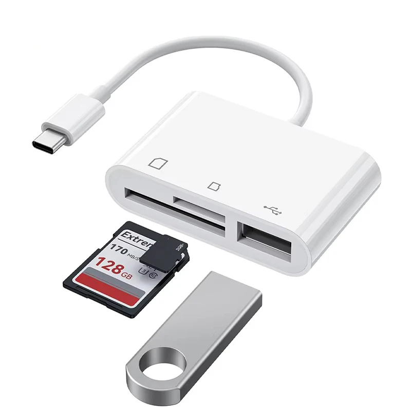 3 In 1 Card Reader Type-C Adapter TF SD Memory Card Reader OTG USB C Card Connector For iPhone Xiaomi Macbook USB Type C Adapter