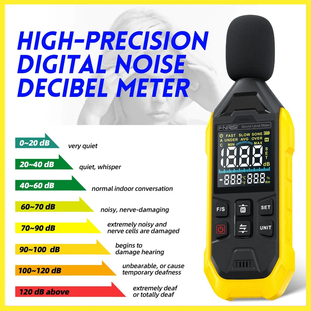 FNIRSI FDM01  Noise Digital  Sound Level Meter Noise Measuring Instrument Measuring Instrument HandheldDB Meter 30~130dB Audio