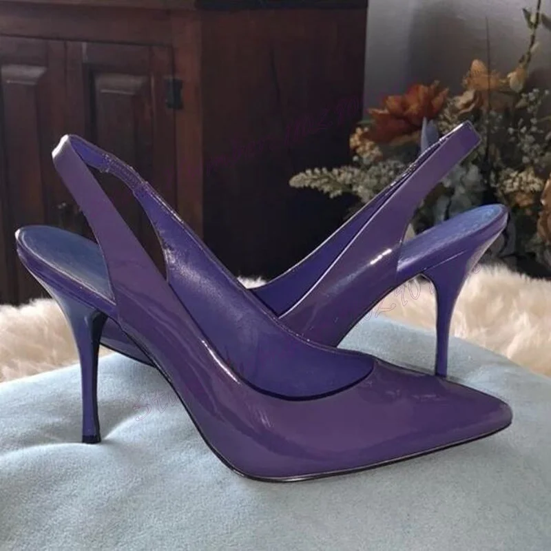 Purple Cut Heels Slingback Pumps Pointed Toe Shoes for Women Stilettos High Heels Sexy Lady Party Shoes 2024 Zapatos Para Mujere