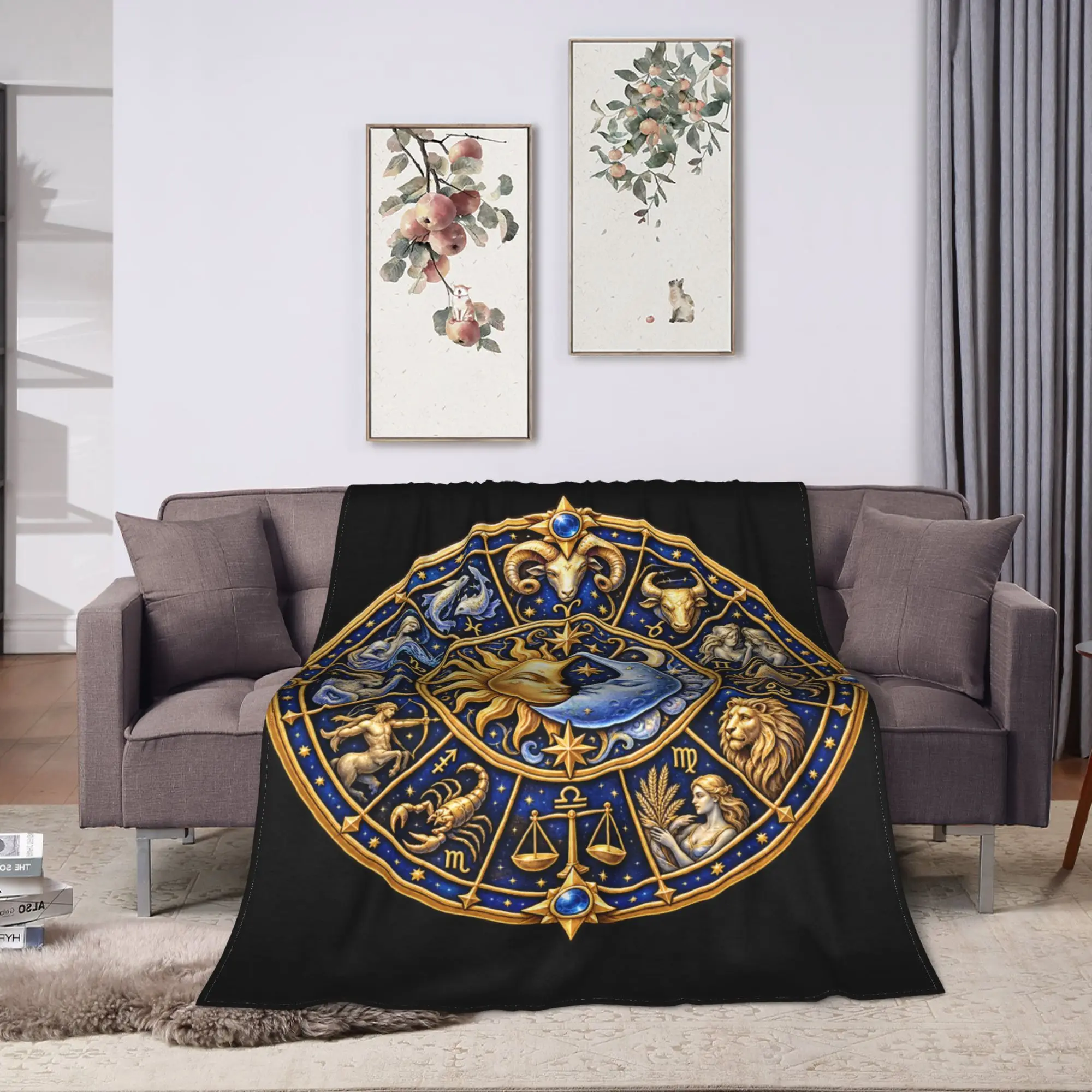 Astrology Lovers 12 Zodiac Wheel Signs Astrology Sun Moon Blanket Super Soft  Throw Blanket Autumn Living Room Bedspread