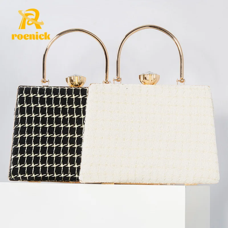 

ROENICK Women Plaid Large Capacity Dinner Handbags Female Luxury Designer Handbags Purses Shoulder Crossbody Evening Small Totes