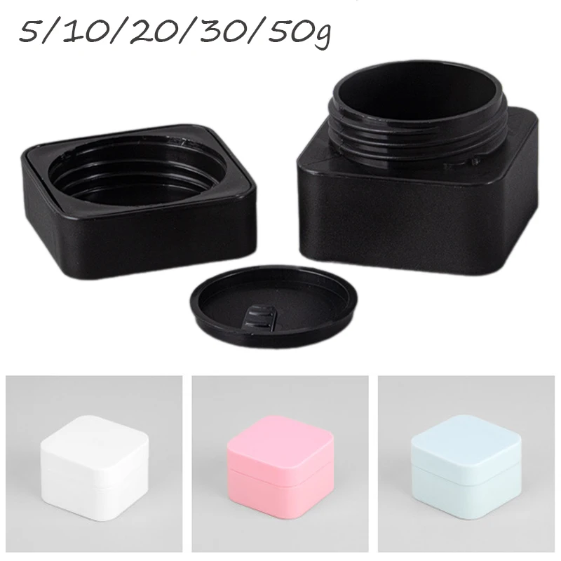 10-30Pcs 5g/10g/20g/30g/50g Empty PP Face Cream Jars Square Makeup Jar with Lid Cosmetic Lotion Lip Balm Sample Containers