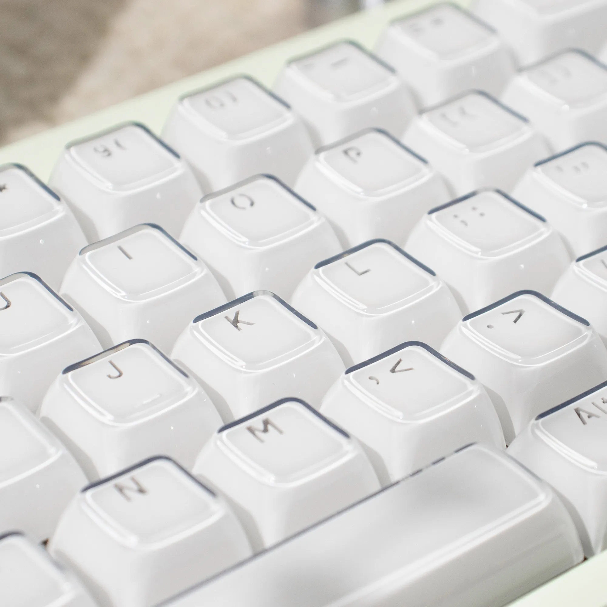 113 مفتاحًا من أغطية مفاتيح كريستالية جيلي بيضاء لقطة مزدوجة أغطية مفاتيح MDA أغطية مفاتيح علوية محفورة تتألق من خلال لوحة المفاتيح الميكانيكية mx