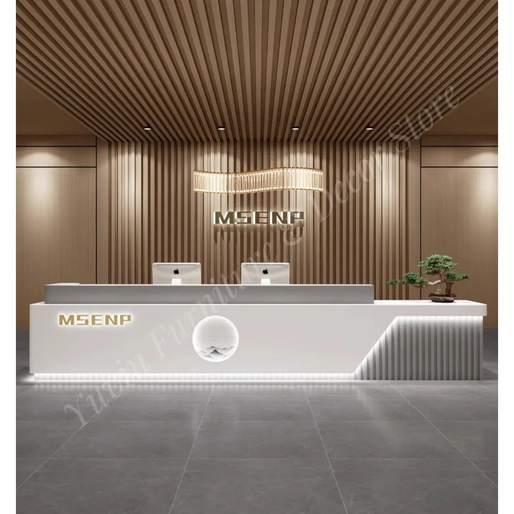 Modern Melamine Board Extendable Reception Desk for Beauty Salon with Customizable Sizes