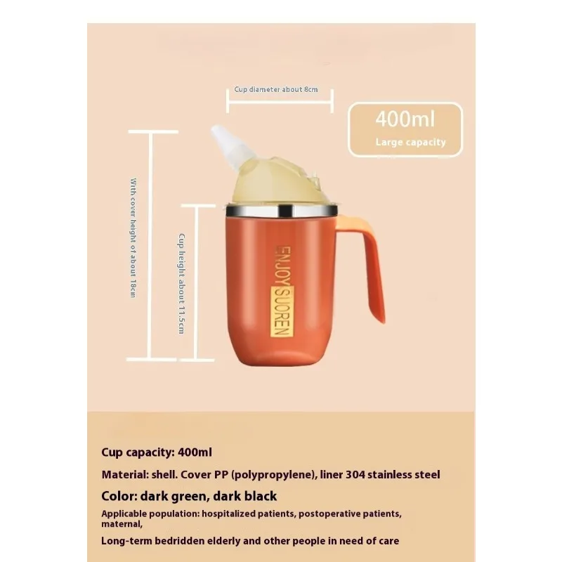ผู้ใหญ่ผู้สูงอายุขวดน้ําไหล Anti-Choking ถ้วย Sippy ยาวนุ่มฟาง Bedridden ผู้ป่วย Leak-Proof ถ้วยฟางอัมพาต