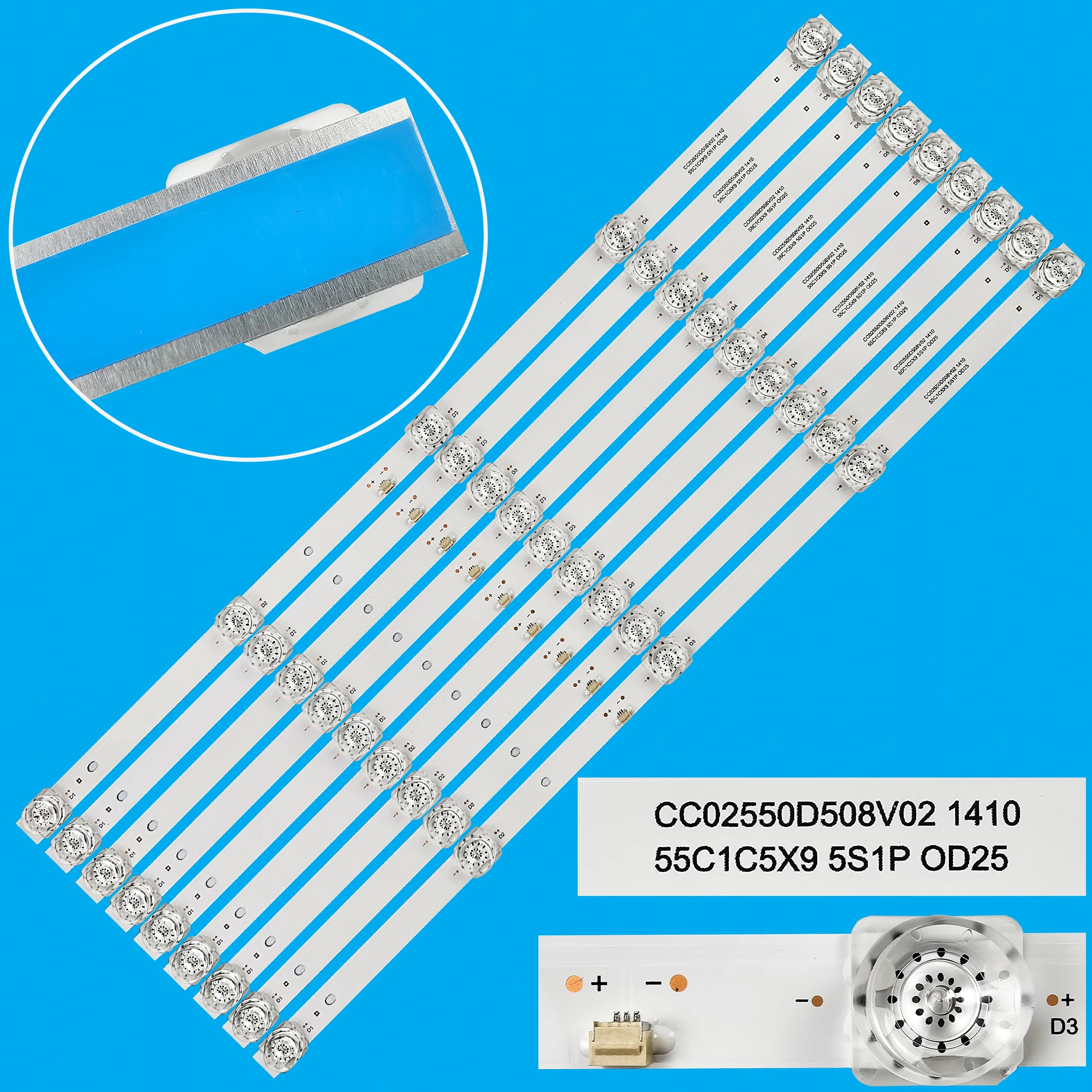 LED Backlight strip for U55F8000Q CC02550D508V02 1410 55C1C5X9 5S1P 0D25 HTY-55UHD11B-S2 DEXP