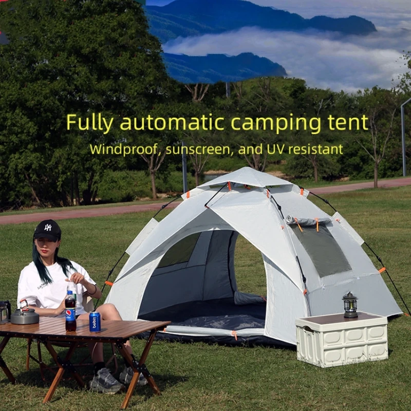 3-4 Person Outdoor Automatic Quick Open Tent Rainfly Waterproof Camping Tent Family Outdoor Instant Setup Tent with Carring Bag