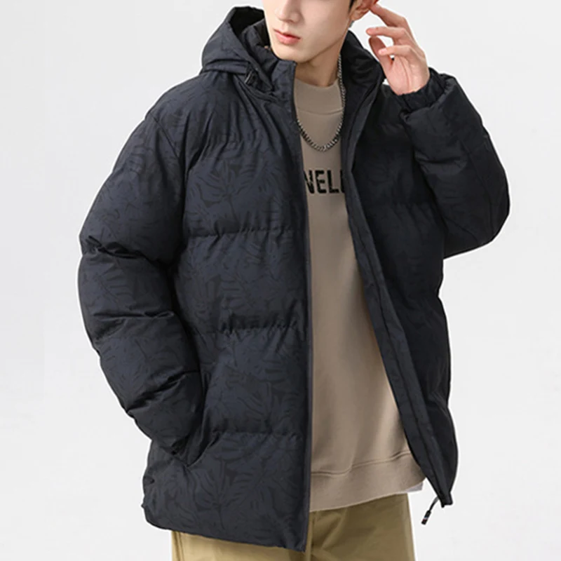 

Men Parkas Puffer Jacket 2025 New Winter Coats Mens Streetwear Thicken Warm Hoodie Coats Solid Color Outwear Men's Clothing