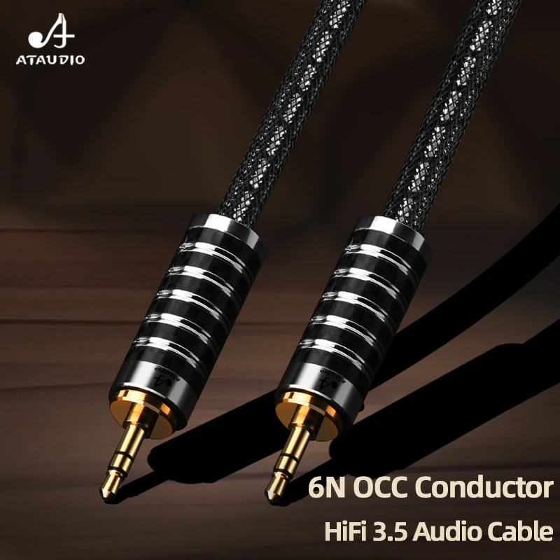 ATAUDIO HiFi 3.5mm to 3.5mm AUX Audio Cable 6N OCC Silver Plated 3.5mm Stereo Male to Male Headphones Cable