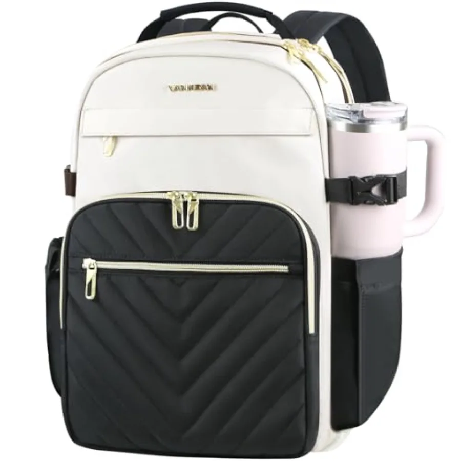 

Laptop Backpack for Women with Giant Tumbler Holder Pocket School College Book Bag Nurse Teacher Backpack Waterproof Work Trave