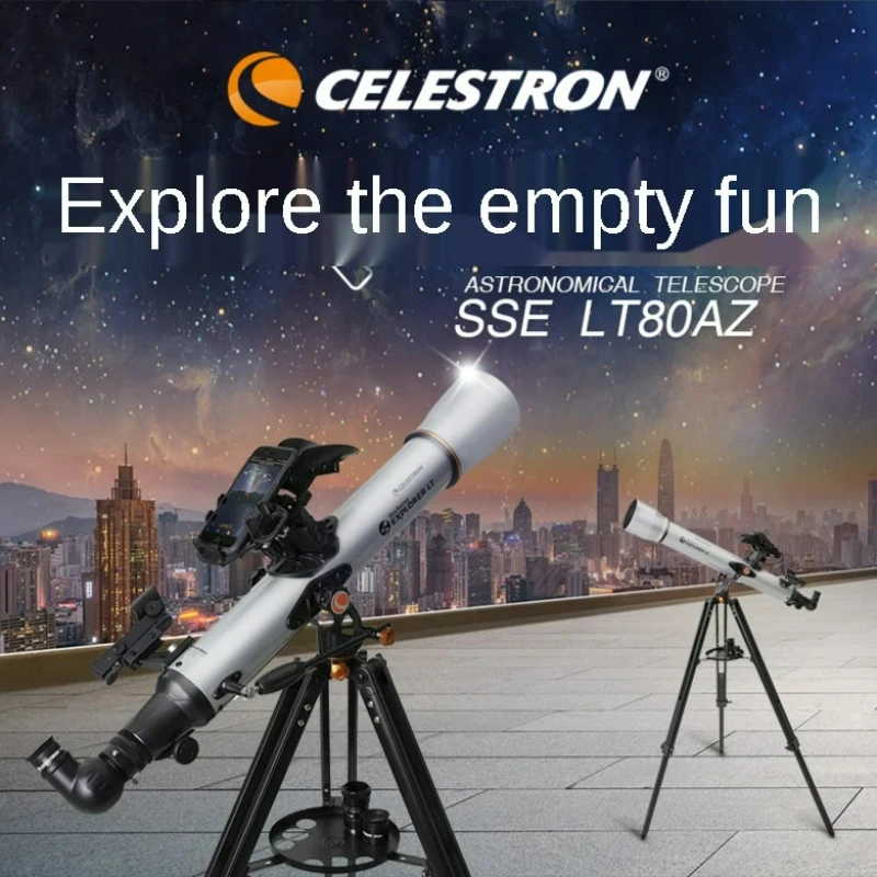 Celestron SSE LT80AZ Astronomical Telescope with StarSense Explorer Refractive Smartphone App Enabled Aluminum Tripod 80900mm
