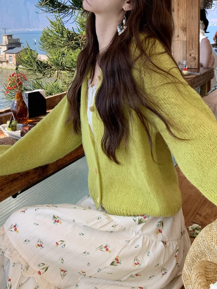 

Весна-Осень 2025: Корейский вязаный кардиган-накидка свободного кроя, приталенный, удлиненный, универсальный дизайн, дышащий, мягкий материал