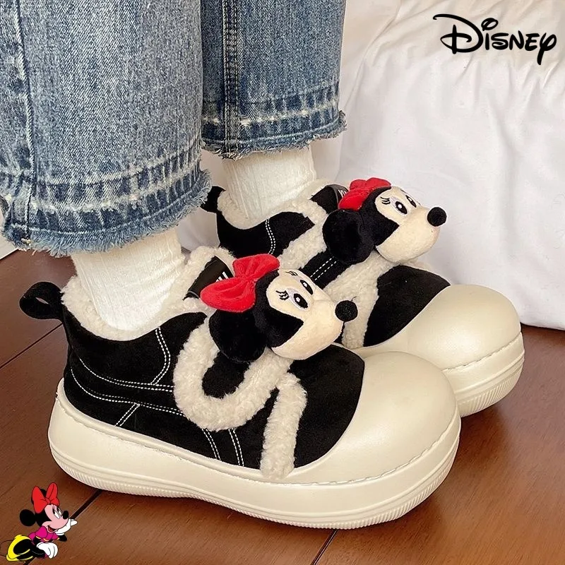 

Disney Cartoon Cute Merchandise Minnie Cotton Shoes for Girls Winter Fashion, Stylish Versatile Casual Warm Anti-Cold Snow Boots
