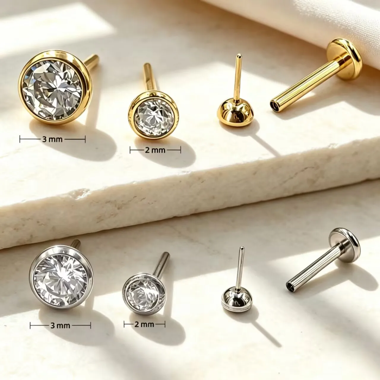 Fashion ASTMF136 Titanium Shiny Cubic Zirconia Round Stud Earring Luxury Daily Jewelry Accessories Classic Body Piercing Jewelry