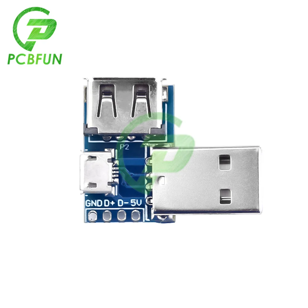 New USB Head Switchboard Male Connector to Type-c Micro USB Female 2.54-4P transfer test board USB adapter plate XY-USB4 ZK-USB3