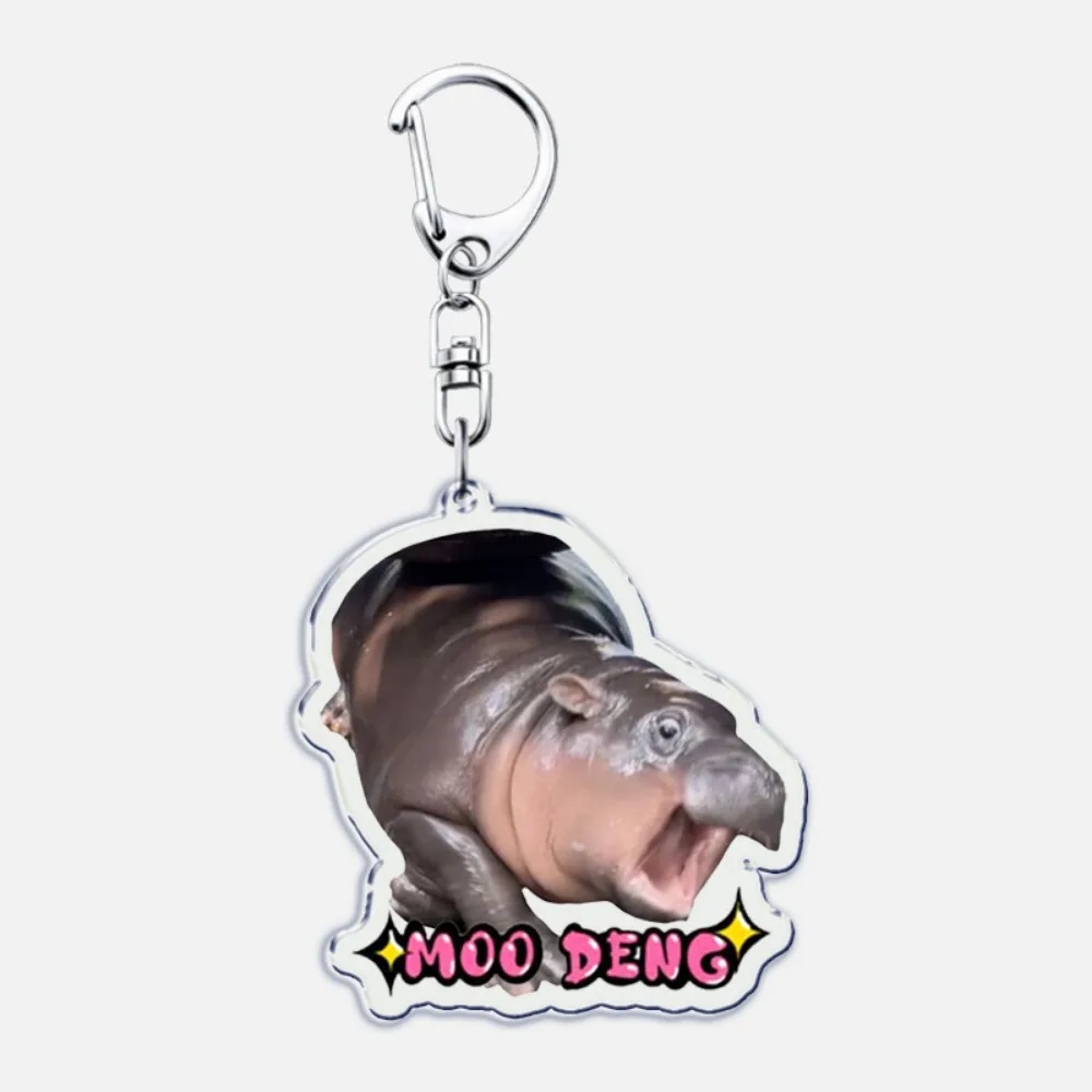 

Moo Deng Moo Deng Meme Keychain Acrylic Cartoon Baby Hippo Acrylic Keyring Funny Animals Characters Pesto Penguin Pygmy Pendant