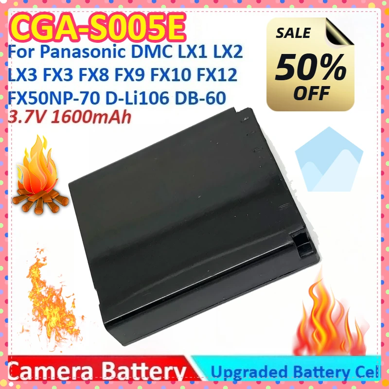 

New 1600mAh 3.7V CGA-S005E DB-60 BP-DC4 BH125C DB-65 Camera Battery +Charger for Panasonic DMC LX1 LX2 LX3 FX3 FX8 FX9 FX10 FX12