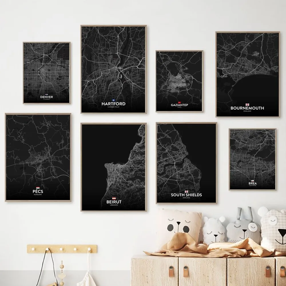 Paris London New York CUSTOM City Map Poster No Framed Kraft Club Bar Paper Vintage Poster Wall Painting Bedroom Study Stickers