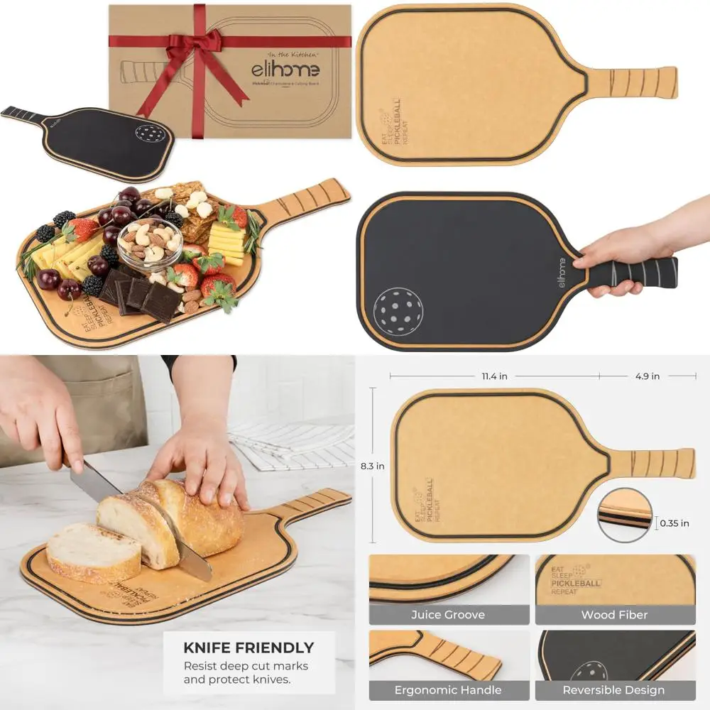 

Набор разделочных досок Pickleball, форма весла из деревянного волокна с ручкой, можно мыть в посудомоечной машине, идеальный подарок для мужчин и женщин, Pickleball E