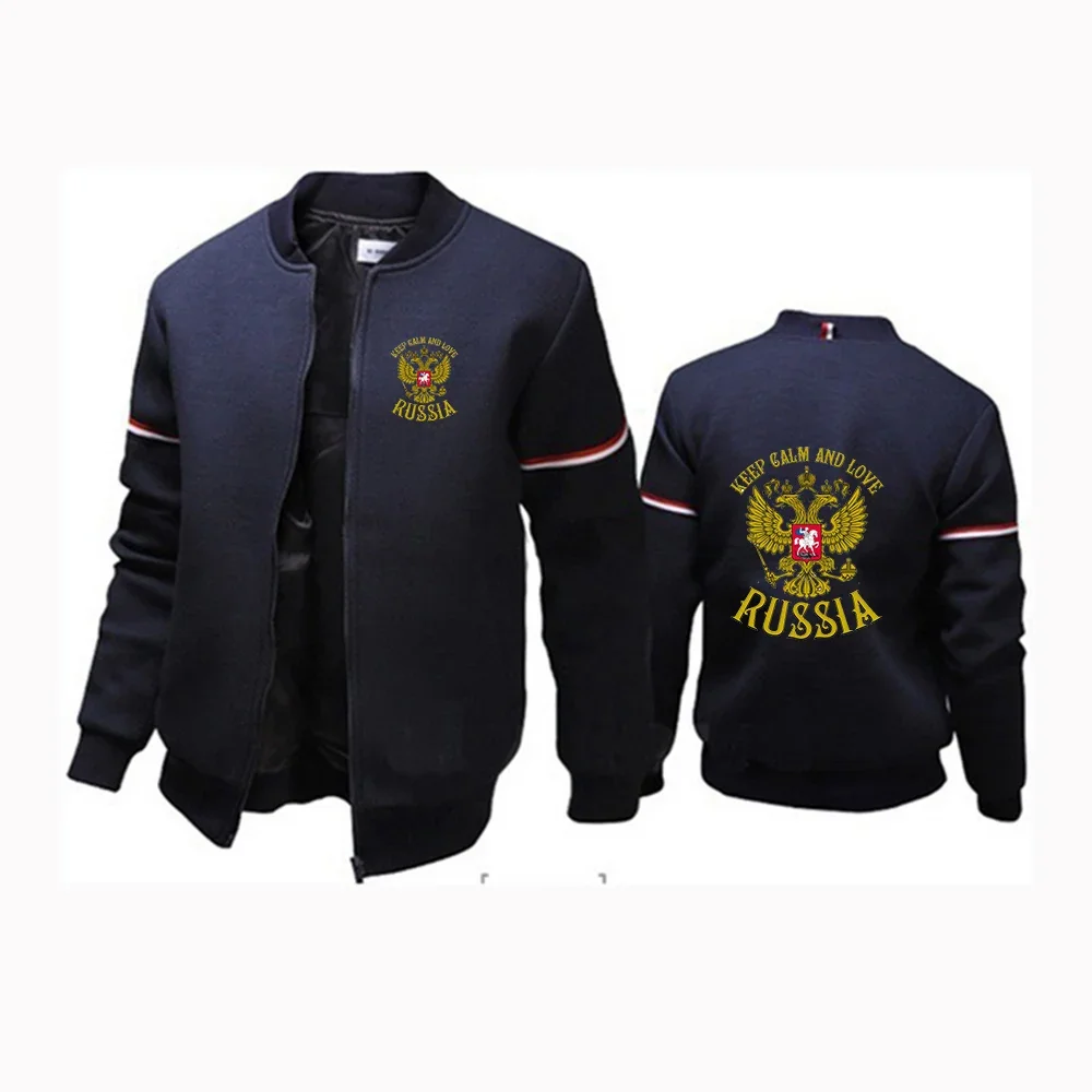 

Russia Badge Gold Eagle Printing Fashion Mens Jacket Spring Autumn Casual Sport Stand Collar Long Sleeve Zipper Sweater Coats