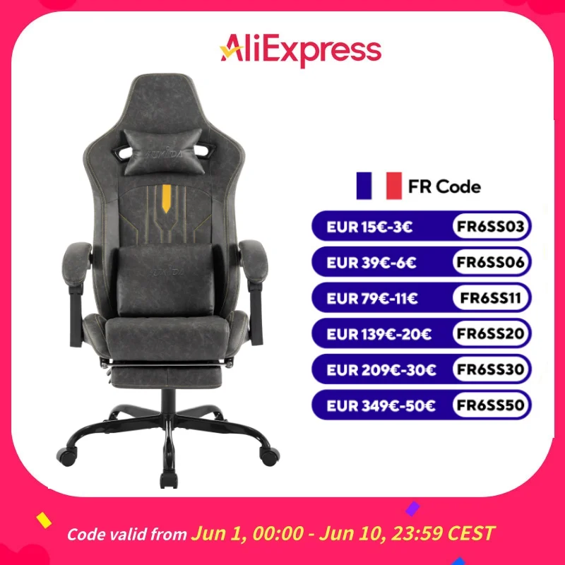 SUKIDAGaming chaise chaise d'ordinateur chaise de jeu ergonomique avec repose-pieds chaise de bureau chaise d'ordinateur ergonomique avec soutien lombaire