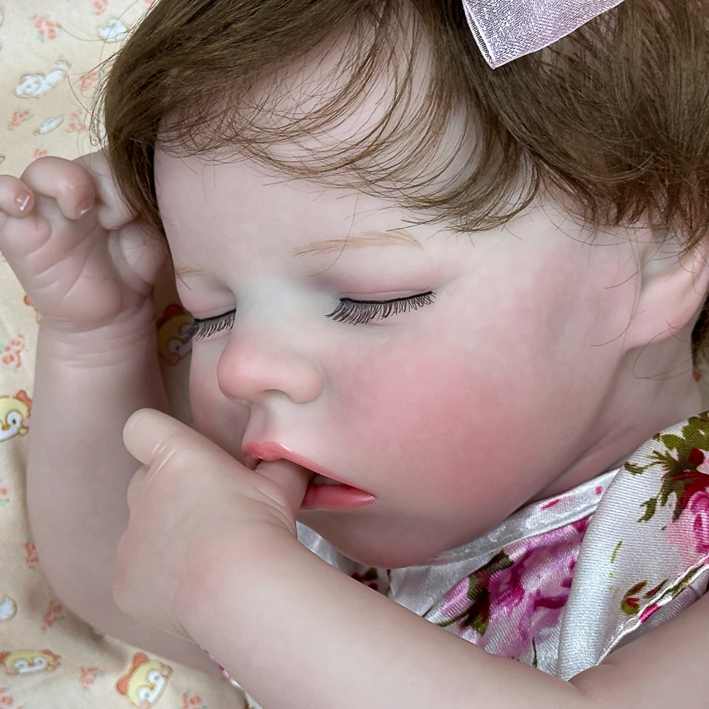 18-inch Vinyl Reborn Girl Doll | Floral Outfit, Handmade Hair Transplant & Realistic Skin | Color Box Packaged.