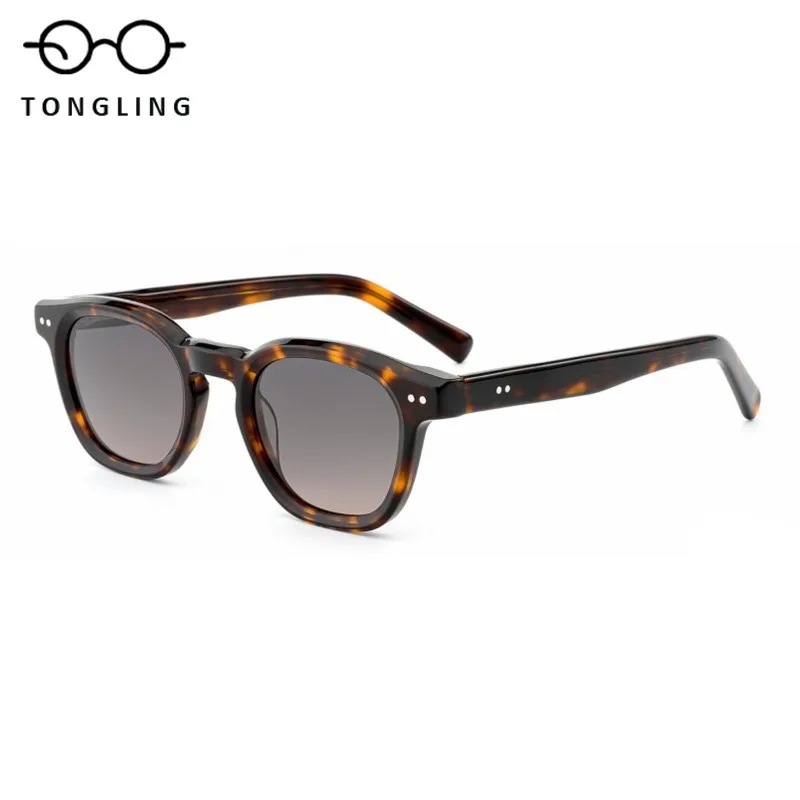 

New High-Quality Handcrafted Women Personalized Retro Men Square Trendy Rice Nail Street Premium Acetate Polarized Sunglasses