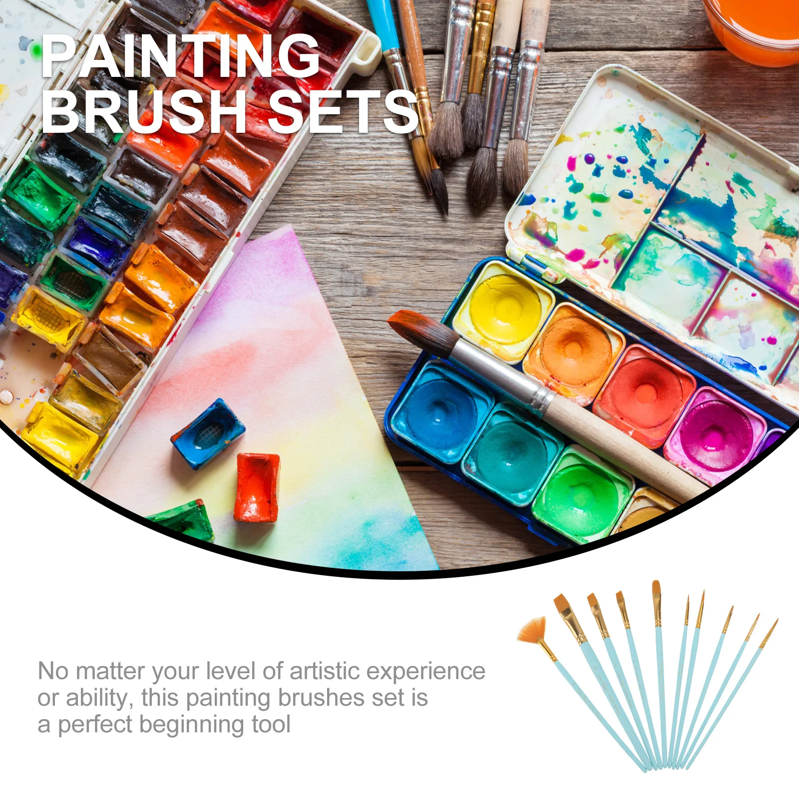 

Multifunctional Paint Brushes Set 10-Piece Nylon Hair Art Tools For Kids Beginners Professionals Blue Washable Painting