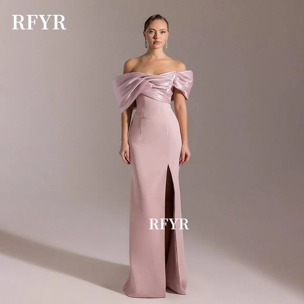 

RFYR Crepe Formal Party Dresses Off Shoulder Evening Dress for Arabic Women Mermaid Prom Dress Gala Gown vestidos Customized