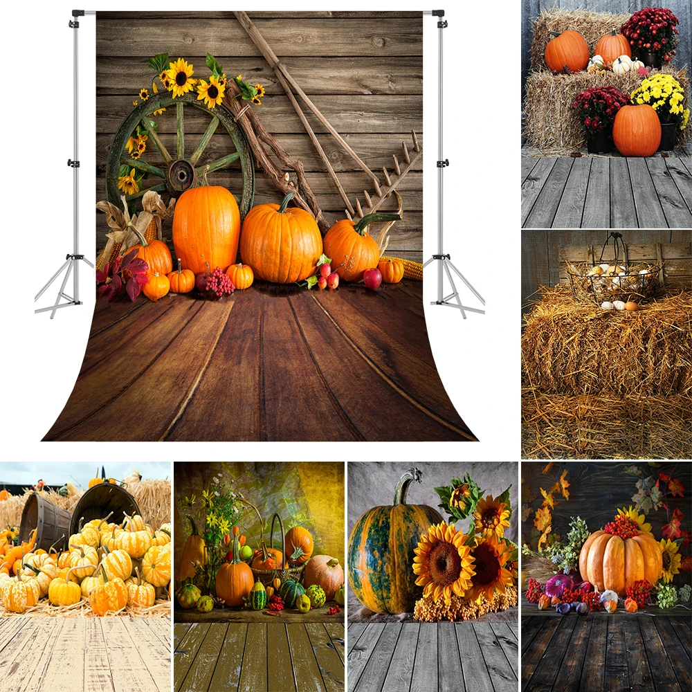 

Thanksgiving Day Banner Decor Backdrop Autumn Pumpkin Fall Farm Harvest Haystack Children Portrait Photography Background Props