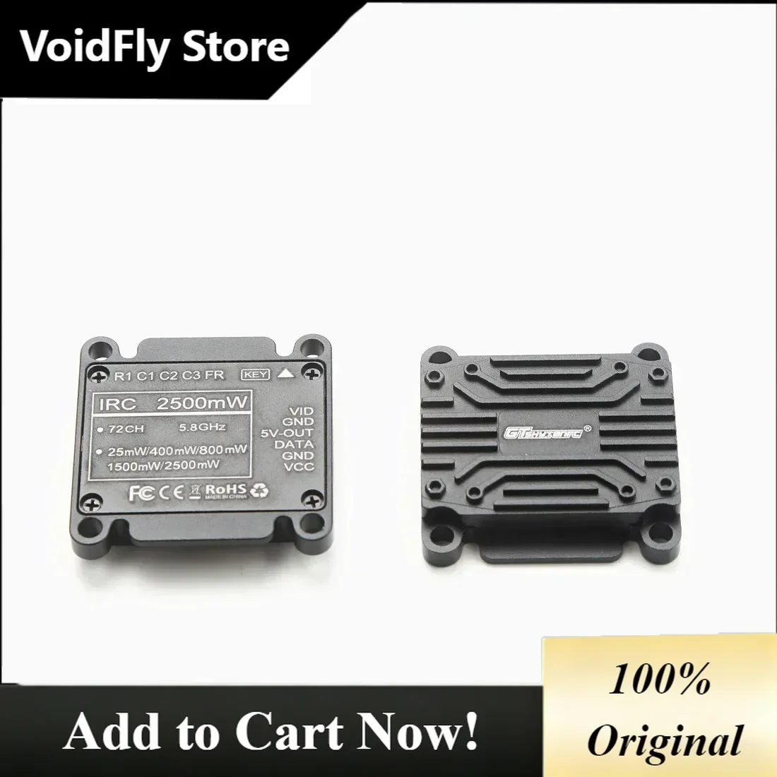 VoidFly GTSKYTENRC Tracker 5.8GHz 2.5W 72CH VTX MMCX PIT FPV Transmitter for RC Drone Long Range Airplane Power Options 25mW to