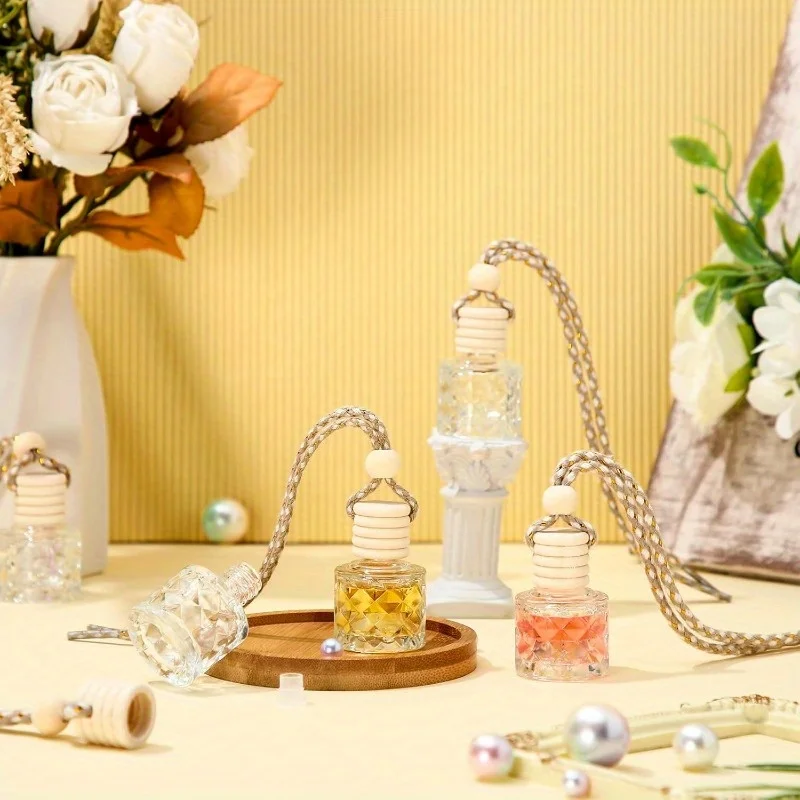 20 Stück 8ml Auto-Parfümfläschchen zum Aufhängen, nachfüllbarer Lufterfrischer-Diffusor, Glasfläschchen für ätherische Öle, hängender Aromatherapie-Anhänger – Detail 2