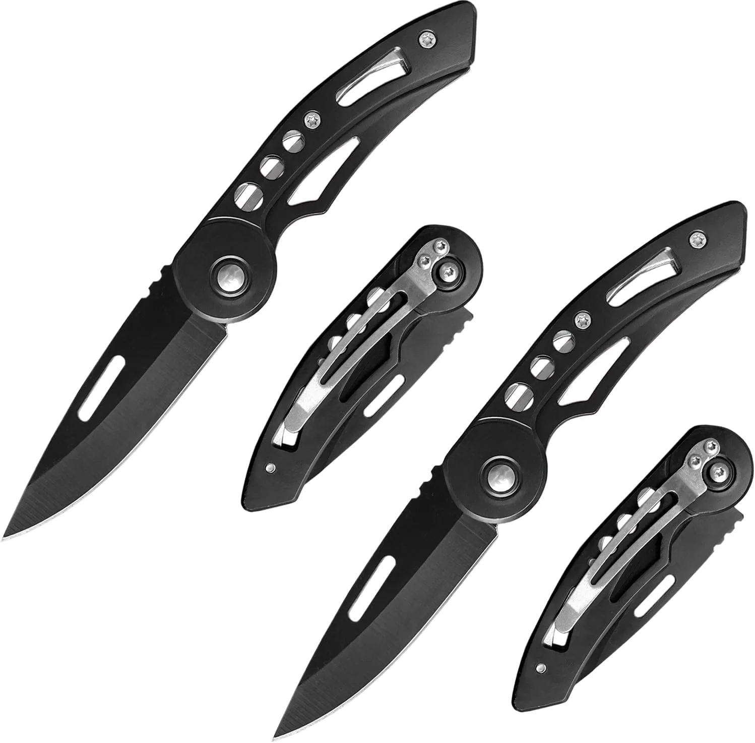2-piece men's EDC folding pocket knife with clip, key pocket knife, portable pocket knife for outdoor survival camping.
