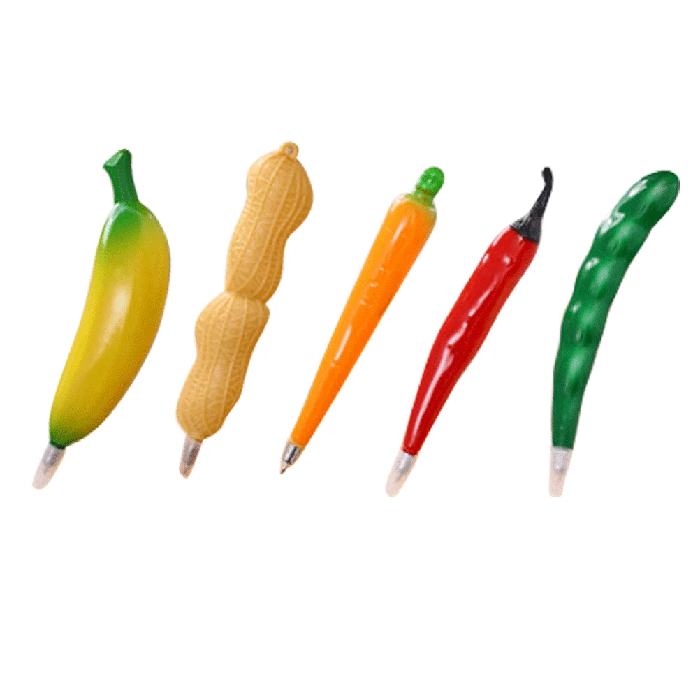 

5 PCS Fruit Pen Writing Pens Student Stationery Supplies Cartoon Ballpoint Signing