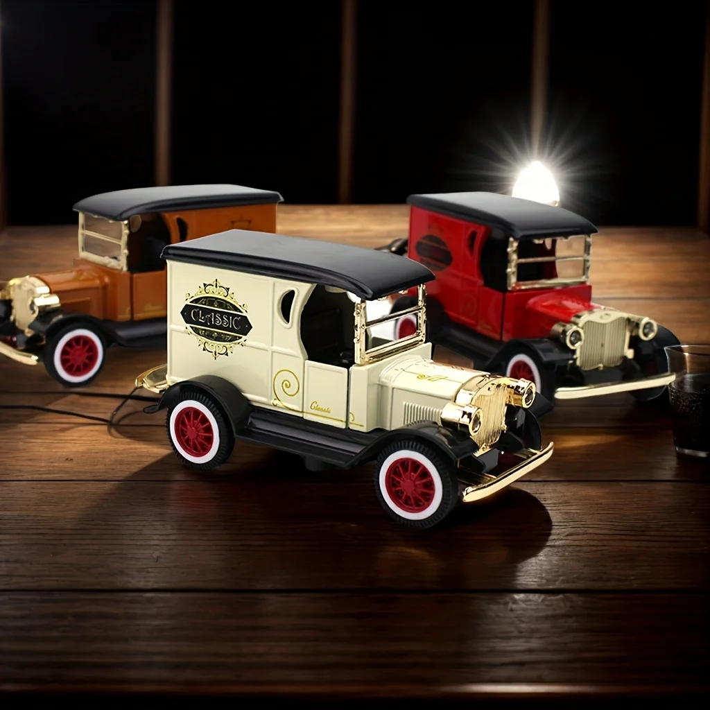 1pc Car Decor Vintage Alloy Die-Cast Classic Car Model - Realistic Metal Car Decor with Chrome Exhaust Tips & Black Finish,