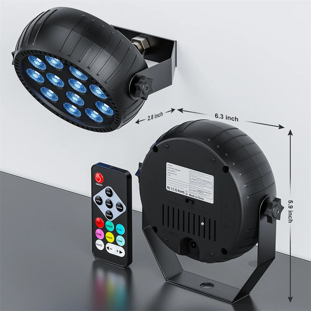 DayFlicker Mini RGB sem fio Par luzes, luz LED recarregável, Show Lightsfor Concert DJ Wedding Bar, 12LED