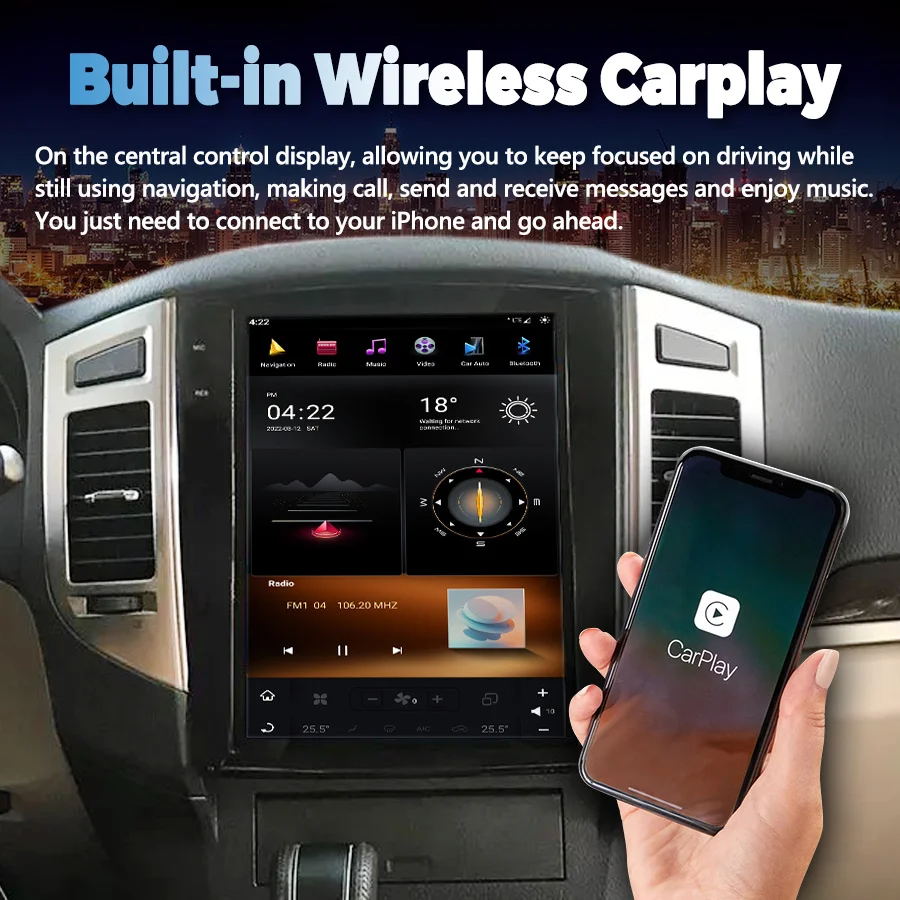 Rádio automotivo com tela tesla de 12.1 polegadas, para mitsubishi pajero sport v97 v93 v98 rockford, navegação gps, carplay, unidade multimídia android