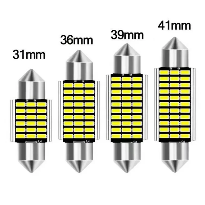 2pcs C5W C10W 3014 LED Bulb 31 36 39 41 42mm Interior Reading Light Festoon Auto Dome License Plate Luggage Trunk Lamp